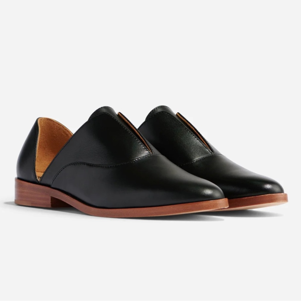 Nisolo Classic Oxford black Emma leather d’Orsay slip-on flats women’s work shoe